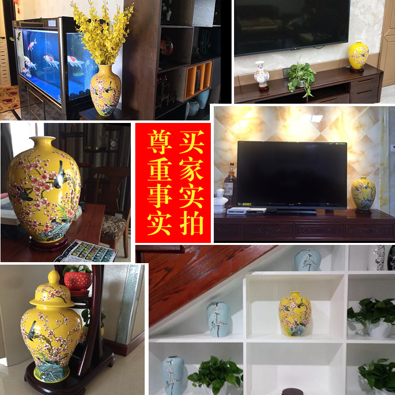 Jingdezhen ceramics hand - made enamel vase flower arranging new Chinese style living room TV ark, home furnishing articles