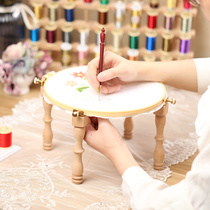 French embroidery shelf desktop embroidery bracket solid wood household cross stitch portable embroidery shed fixed