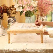 French crochet embroidery workshop special desktop desktop solid wood embroidery frame l Front and back flip embroidery shed light