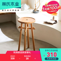 Lins wood Nordic simple household living room full solid wood storage sofa side several small apartment round table JN1J