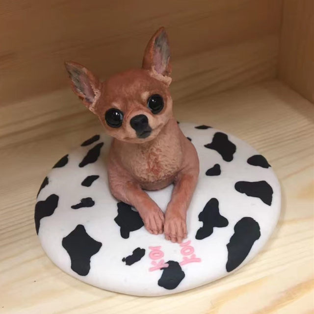ການປັບແຕ່ງຮູບພາບຂອງທີ່ລະນຶກຂອງຫມາທີ່ຕາຍແລ້ວ, ການຕົບແຕ່ງລົດ, ຕຸ໊ກກະຕາ, ການເຮັດດ້ວຍມືທີ່ເຮັດດ້ວຍມືຂອງ doll Chihuahua