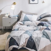 DiNordic Minimum Chilled Style Style Strip Cotton Four-Piece Cotton Sheets Set Student Dormitory Three-Piece Bed