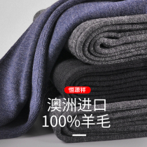 Hengyuanxiang pure wool pants men High waist thick Slim 100% all wool warm pants women wear wool pants in winter