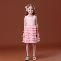 Girls Dress Summer Dress 2021 New Korean Princess Pengpeng Yarn Cake Dress for Childrens Mesh Princess Dress