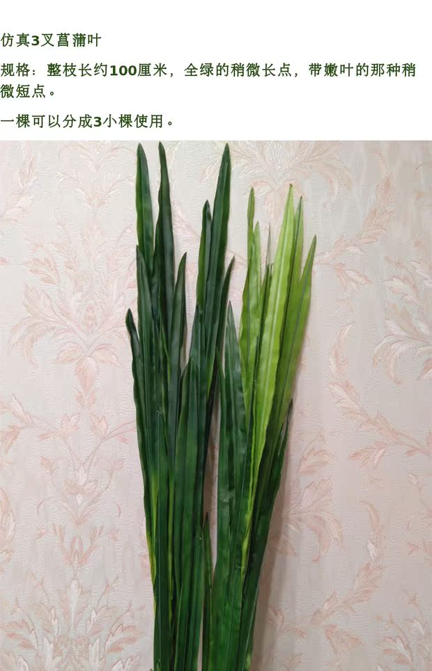 剑叶长条叶造型叶子仿真植物野生菖蒲蕙兰叶蝴蝶兰插花用细长叶_7折