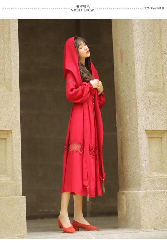 Chaka Salt Lake Váy đỏ Phong cách dân tộc của phụ nữ Vân Nam Lệ Giang Váy du lịch Xishuangbanna Váy dài kỳ nghỉ - váy đầm