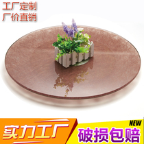 Red Clip Wire Tempered Glass Turntable Hotel Round Table Glass Turntable Home Table Tempered Glass Turntable