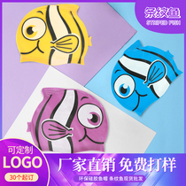 Fish-shaped animal waterproof ear protection child bullet silicone cap cartoon baby children dont stop swimming cap manufacturers