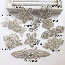 New hand-stitched diamond decoration wedding dress silver and white rhinestone decals clothes hat accessories with adhesive cloth patch patch