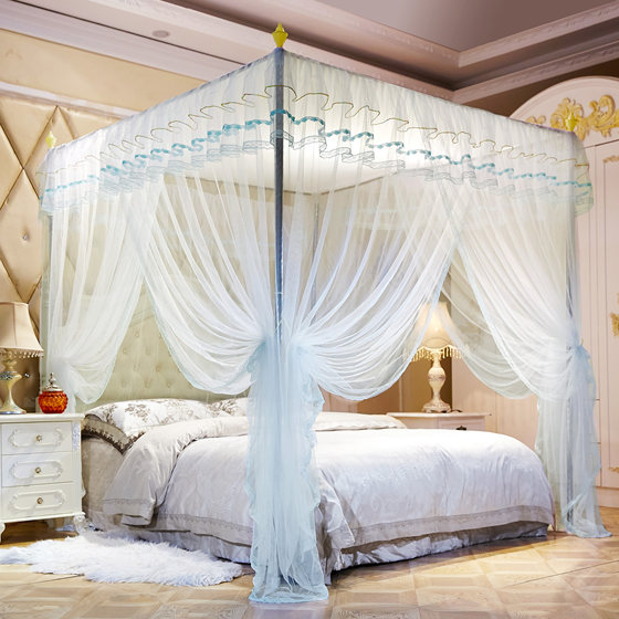Palace floor to ceiling mosquito net for household use, 1.2 meters and 1.5 meters, princess style palace summer bracket, encrypted three door patterned net, 2 meters Palace floor to ceiling mosquito net for household use, 1.2 meters and 1.5 meters, princess style palace summer bracket, encrypted three door patterned net, 2 meters