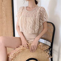 Swimsuit female belly thin ins Wind hot spring new sexy fairy fan lace conjoined triangle holiday swimsuit