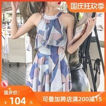 Hello tomorrow-Lotus Leaf flying edge steel support small chest gather belly thin one-piece skirt flat corner swimsuit women