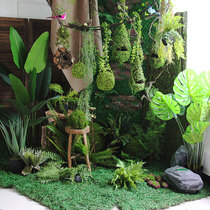 Creative green plant background wall decoration simulation tree fur leather window wall personality green plant Image Wall Flower Wall