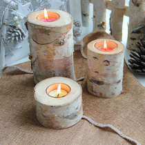 Creative Birch Candlestick log natural trunk decoration ornaments desktop ground party wedding set props