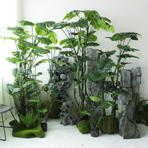 Simulation of super large old vine turtle back bamboo landing potted Nordic wind fake green plant indoor set decoration ornaments