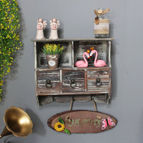 Solid Wood retro old small cabinet living room entrance hanging key storage box wall-mounted door home creative decoration