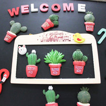 zakka creative resin refrigerator stickers tropical plants cactus 3d three-dimensional message magnetic stickers home decorations