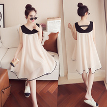 Pregnant womens summer dress Fashion Net red Air Age summer skirt sleeveless vest late pregnancy clothes