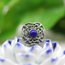 lapis lazuli inlaid with 925 silver crown vajra pagoda top bead clip double-sided life purse back cloud tee