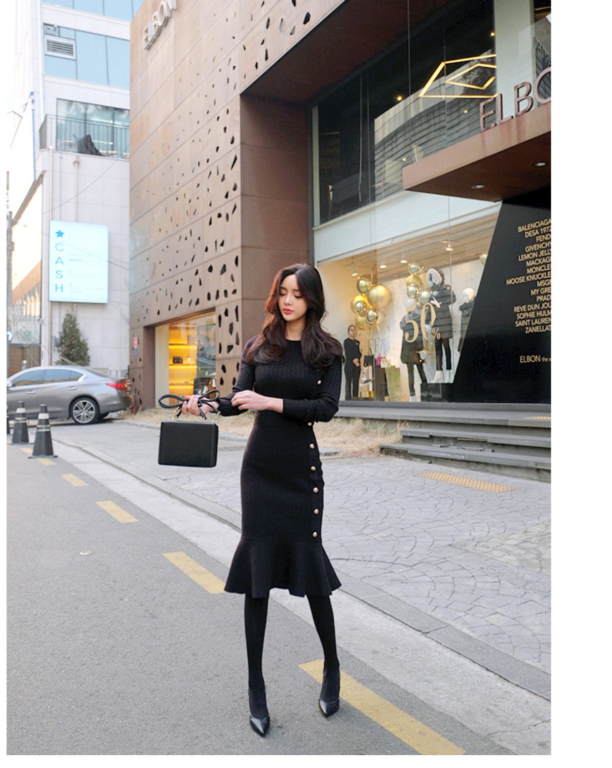 2017秋冬季新款女韩版修身气质中长款毛衣裙