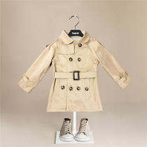 Boys and girls double-breasted British windbreaker infant childrens coat medium and long baby khaki coat tide