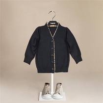 Boys and girls V-neck knitted sweater cardigan baby British coat autumn newborn baby cotton sweater