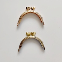 8 5CM SEMICIRCLE MOUTH GOLD HANDMADE DIY ORAL GOLD MATERIAL BAG ACCESSORIES SEMICIRCLE ORCHID EMBOSSING HEART-SHAPED HEAD OPENING GOLD