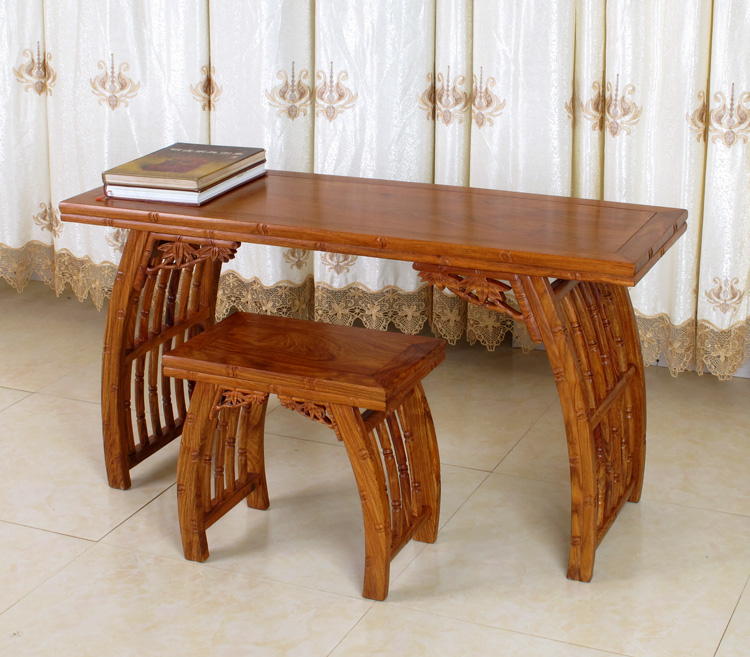 中式红木家具黄花梨琴台儿童课桌 仿古家具竹节琴桌实木古筝桌子_7折