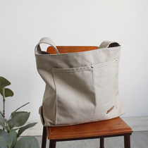 sobag light grey wide shoulder strap Lazy Original Juku Wind Sails Cloth Bag Woman Single Shoulder and large capacity Lazy Sack sloped satchel bag