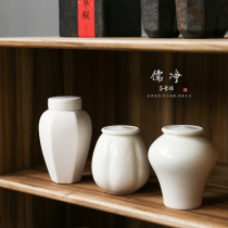 (-Rujing-) Ceramic teeth White Melon tea cans lard white pumpkin tea into pear-shaped wake-up tea cans storage cans