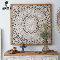 American retro carved wall hanging jewelry hollow wood sofa white background wall country house decoration props