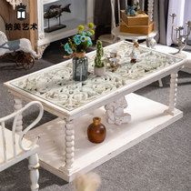 French European carved coffee table living room sofa background wall Square side creative porch glass porch table