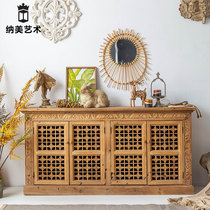 American country side cabinet porch cabinet high cabinet retro old carved carved solid wood home living room decoration storage side cabinet