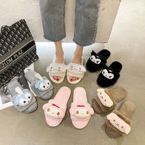Yugui dog cartoon cute cotton slippers female winter indoor Kulomi warm Baotou star dew hairy Melody tide