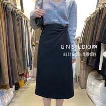 High-waisted skirt autumn and winter long split a-shaped thin suit skirt 2021 new design sense temperament skirt
