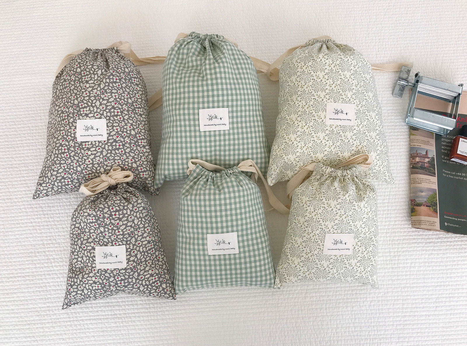 韩国小清新碎花纯棉抽口抽绳束口多功能整理旅行居家收纳布袋小号