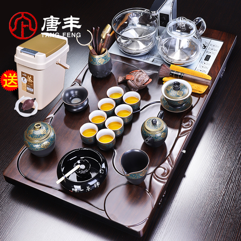 Wood tea tray, big tang sorts of suits for the home office ebony tea machine remote control electric heating furnace up kung fu tea