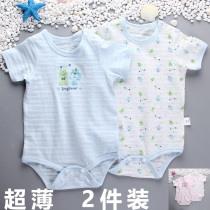 Baby clothes summer newborn jumpsuit cotton jersey baby short sleeve triangle ha clothes climbing clothing ultra-thin model