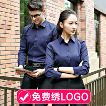 Men and women professional shirts with the same overalls long sleeve tooling Bank 4s shop dress work shirt custom embroidered logo