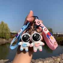 Astronaut pendant astronaut lovers key buckle cartoon creative personality book bag hanging ornament chain male and female paparazzi