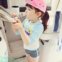 Childrens swimsuit long sleeve sunscreen split shorts swimsuit 5 girls 4 cute swimsuit 6 years old sports flat corner swimsuit