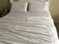 Foreign Trade Blemish Pure Cotton Gon Satin Stripe Kit Full Cotton White Striped Double Quilt Cover Bed Hat Pillow Case Single Pat