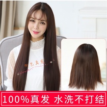 Real hair film invisible non-trace 70 long thick long straight hair can be put on the pad hair replacement wig hair receiving film