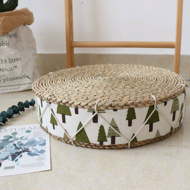 手工草编布艺蒲团坐垫榻榻米飘窗坐垫加厚茶道禅修打坐瑜伽垫子