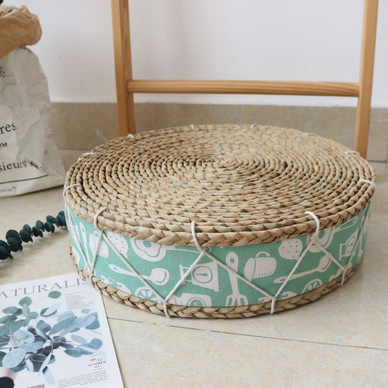 手工草编布艺蒲团坐垫榻榻米飘窗坐垫加厚茶道禅修打坐瑜伽垫子