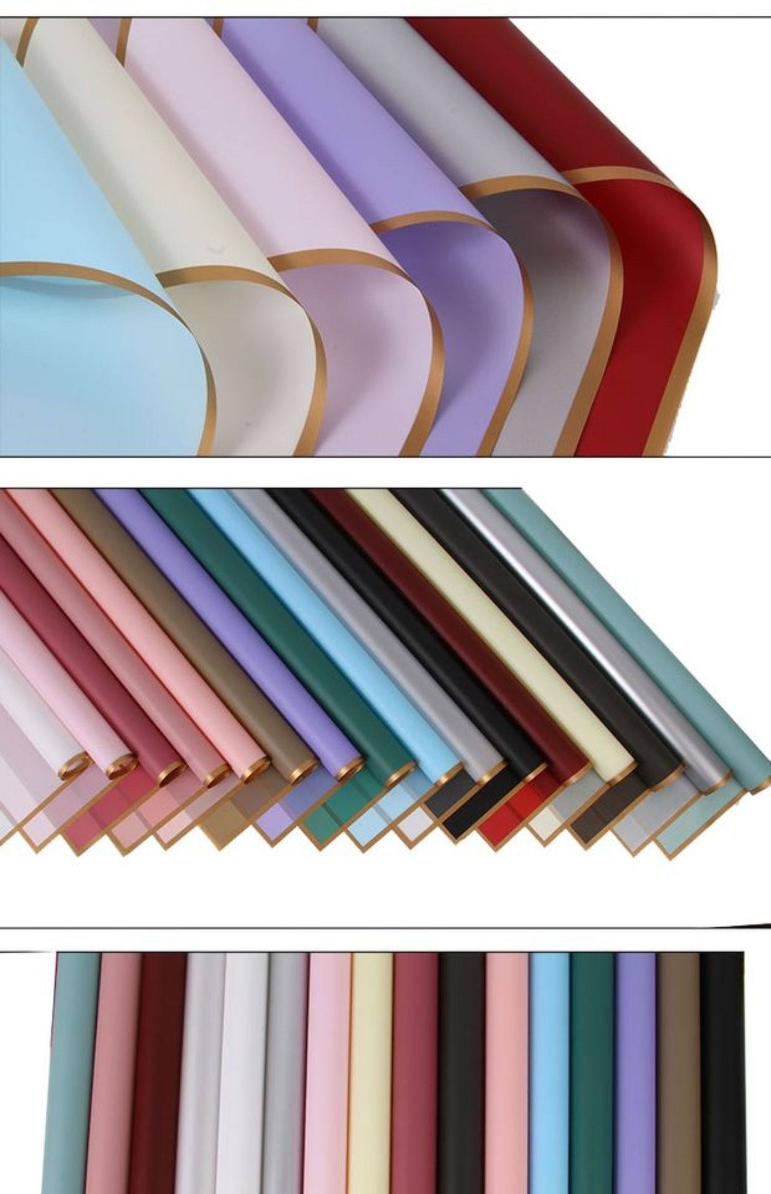 金边果冻膜雾面纸韩式鲜花包装纸花店花束用品花艺材料资材包花纸