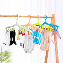 Hangers plastic 8 clips windproof thickened drying rack balcony treasure socks rack inner hanger multifunctional children