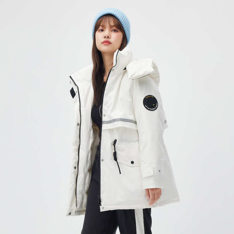 高梵 21年秋季款 工装版型 防水女式连帽羽绒服 聚划算双重优惠折后￥199包邮 4色可选
