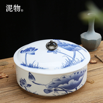 Blue and white porcelain ceramic tea wash with lid Large tea bowl Pen wash Puer tea leaf pot Tea cake Kung Fu tea set Tea ceremony accessories