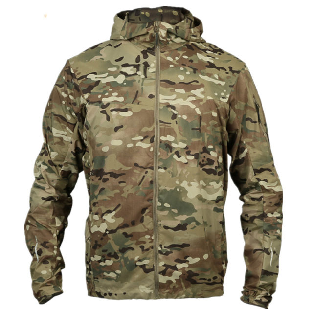 Summer outdoor men's sun protection clothes ultra-thin quick-drying clothes skin clothes waterproof breathable camouflage mountaineering clothes jacket tactical jacket